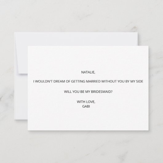 Zult U Mijn Bruidsmeisje Zijn Uitnodiging (Achterkant)