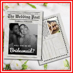 Zult U Mijn Bruidsmeisje Zijn Vintage Krant Briefkaart