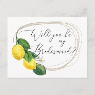 Zult U Mijn Bruidsmeisje Zijn Voorstel   Lemon Huw Uitnodiging Briefkaart