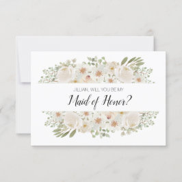 Zult U Mijn Bruidsmeisje Zijn Witte Bloemrijke Ele