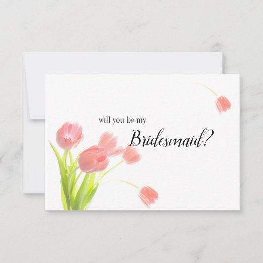 Zult u mijn bruidsmeisje zijn Zachte Roze Tulpen (Voorkant)