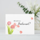 Zult u mijn bruidsmeisje zijn Zachte Roze Tulpen (Staand voorkant)