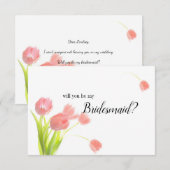 Zult u mijn bruidsmeisje zijn Zachte Roze Tulpen (Voorkant / Achterkant)