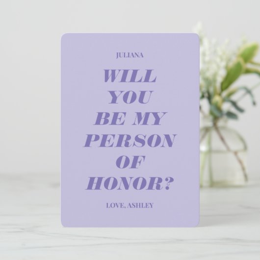 Zult u mijn eregast zijn? Modern lavendel Kaart (Staand voorkant)