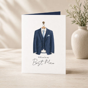 Zult u mijn getuige zijn Heren pak in Navy Blue Kaart