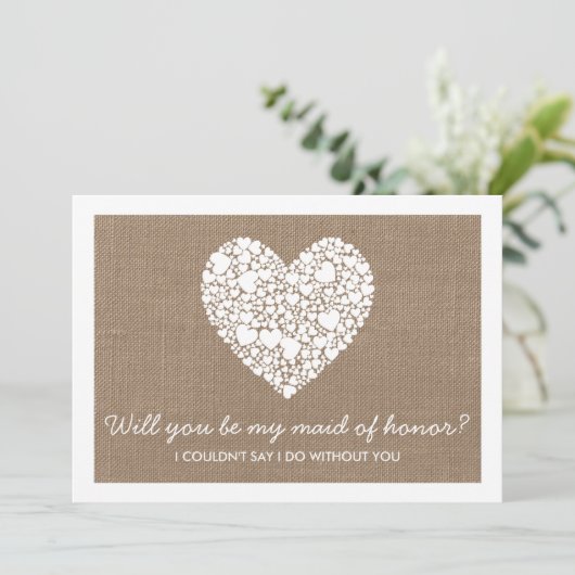 Zult U Mijn Getuige Zijn? Jute Hart Kaart (Staand voorkant)