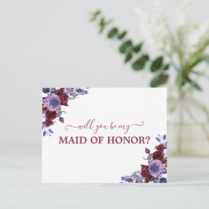 Zult u mijn getuige zijn Meisje Paarse Bloemen  Briefkaart