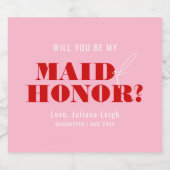 Zult U Mijn Getuige Zijn Moedige Roze & Rood Sparkling Wijnetiket (Enkel label)