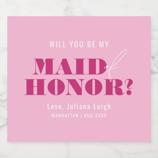 Zult U Mijn Getuige Zijn Roze Bach Sparkling Wijnetiket (Enkel label)