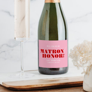 Zult U Mijn Getuige Zijn Stout Roze & Rood Sparkling Wijnetiket