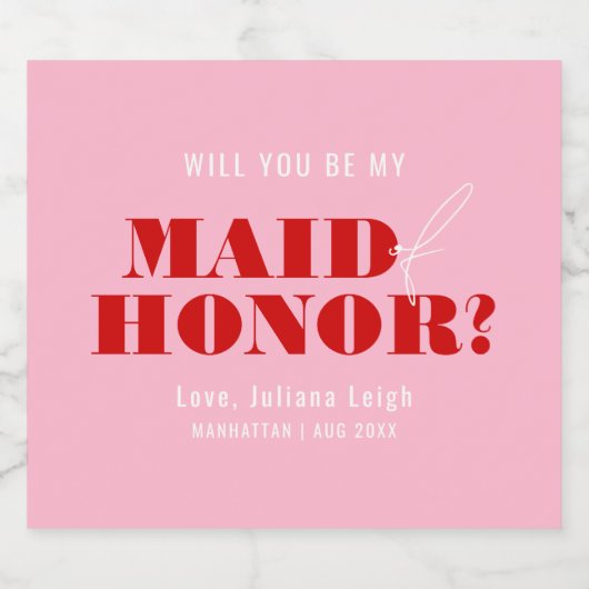 Zult U Mijn Getuige Zijn Vette Roze & Rood Sparkling Wijnetiket (Enkel label)