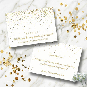 Zult U Mijn Getuige Zijn Vintage Gouden Confetti Kaart