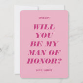 Zult u mijn man van eer zijn? Moderne tekst roze Kaart (Voorkant)