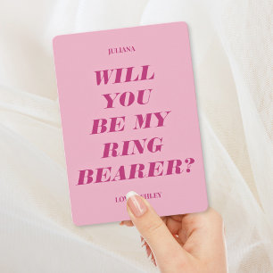 Zult u mijn ringdrager zijn? Modern tekst roze Kaart