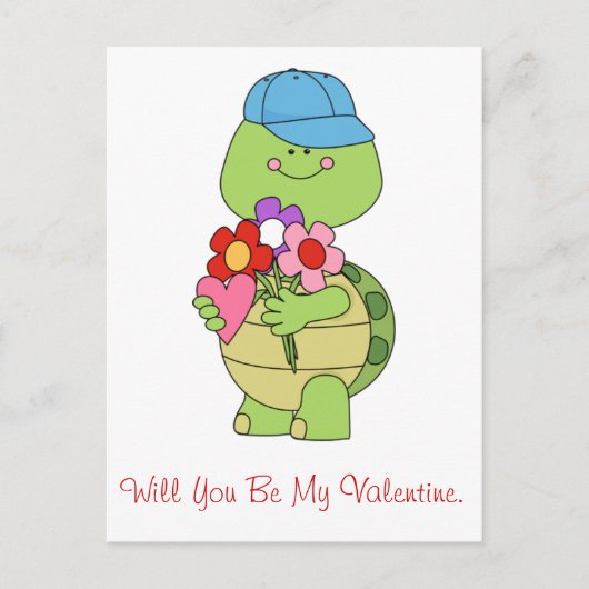 Zult u Mijn Schildpad van Valentijn zijn Feestdagenkaart (Voorkant)