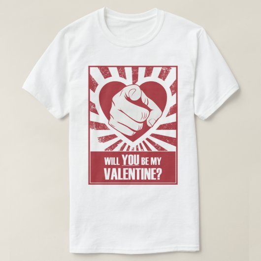 Zult u mijn Valentijn zijn T-shirt (Design voorkant)