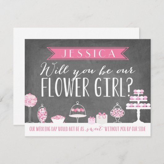 Zult u onze bloemenmeisje zijn | Bruidsmeisje Kaart (Voorkant / Achterkant)