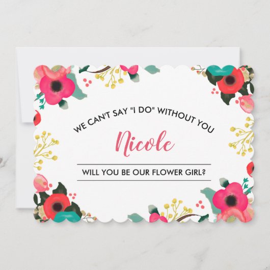 Zult u onze bloemenmeisje zijn? Moderne bloemen Kaart (Voorkant)