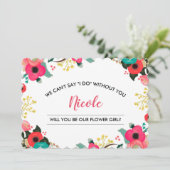 Zult u onze bloemenmeisje zijn? Moderne bloemen Kaart (Staand voorkant)