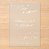 Zult u onze bruiloft ambtenaar voorstel eenvoudig acryl uitnodigingen (Voorkant)