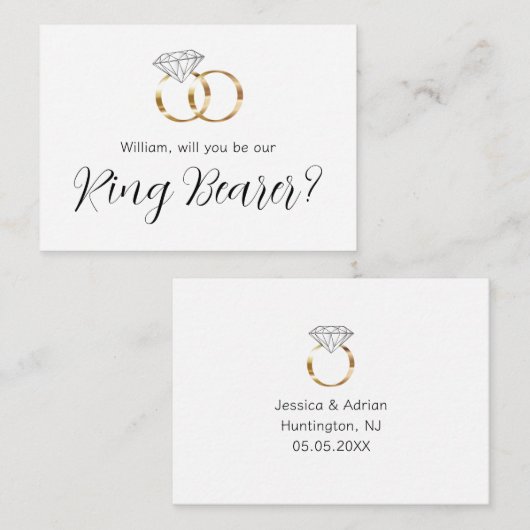 Zult u onze ring drager diamanten trouwringen zijn notitiekaartje (Voorkant / Achterkant)