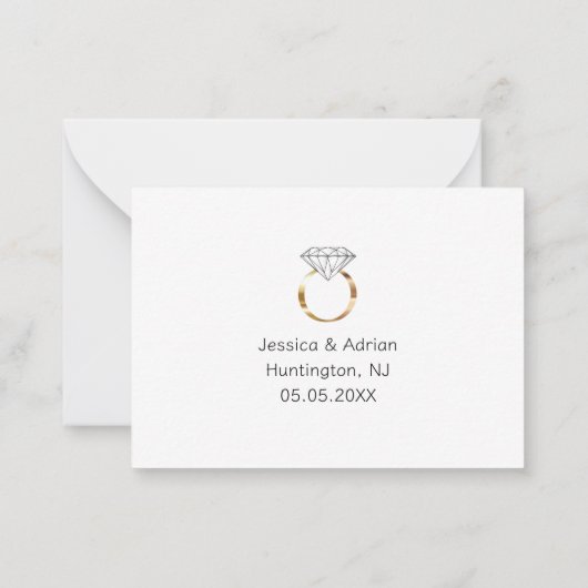 Zult u onze ring drager diamanten trouwringen zijn notitiekaartje (Achterkant)