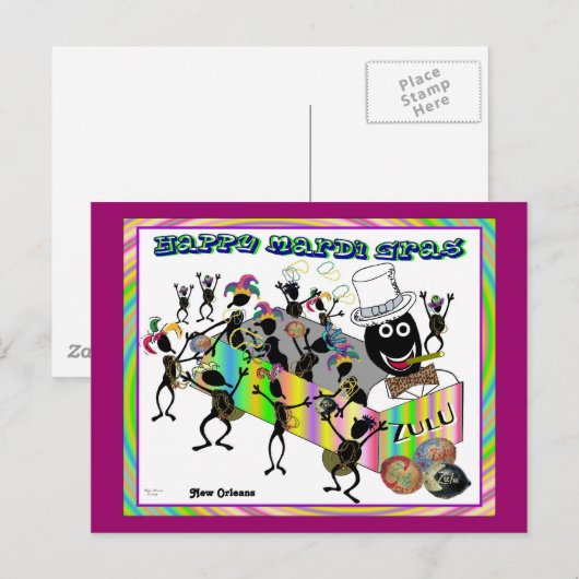 Zulu Parade bij Mardi Gras Briefkaart (Voorkant / Achterkant)