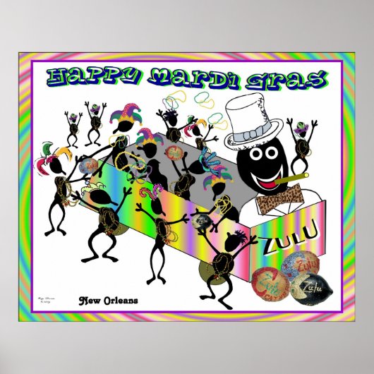 Zulu parade bij Mardi Gras Poster (Voorkant)
