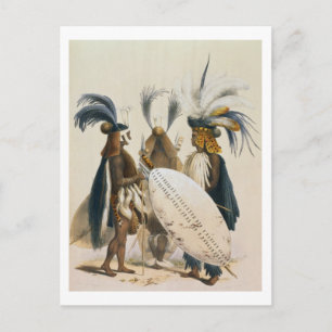 Zulu Soldaten van het leger van koning Panda, bord Briefkaart