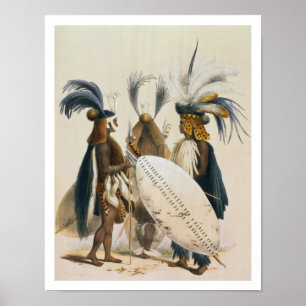 Zulu Soldaten van het leger van koning Panda, bord Poster