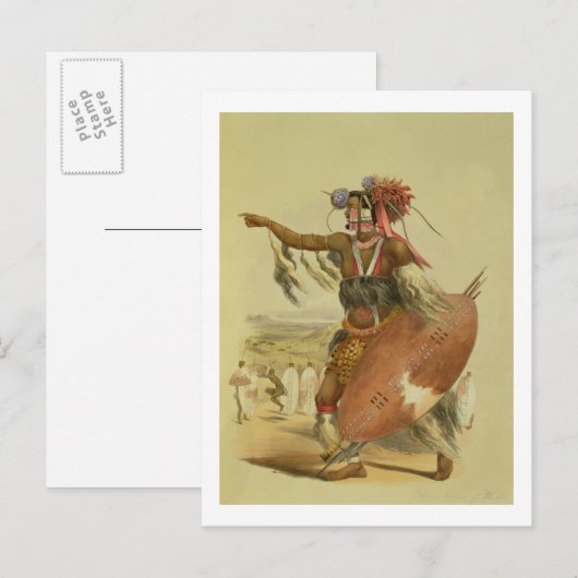 Zulu-strijder, Utimuni, neef van Chaka, wijlen Zu Briefkaart (Voorkant / Achterkant)