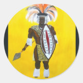 Zulu Warrior Ronde Sticker (Voorkant)