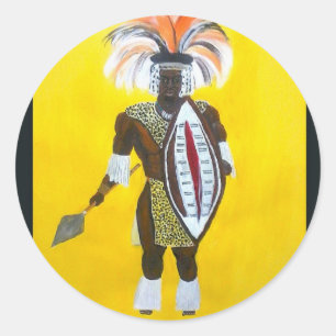Zulu Warrior Ronde Sticker