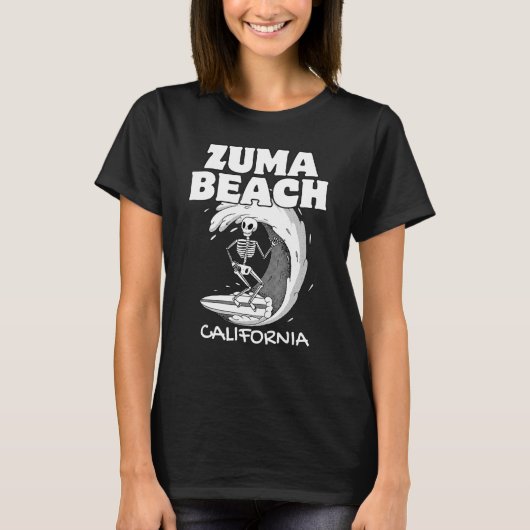 ZUMA BEACH CALIFORNIA Surven Retro Surfen T-shirt (Voorkant)