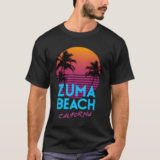 Zuma Beach Californië Retro Wave Hoodie T-shirt (Voorkant)