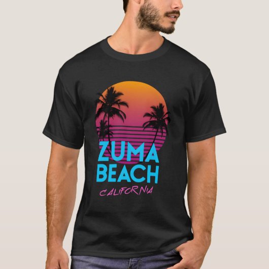 Zuma Beach Californië Retro Wave Hoodie T-shirt (Voorkant)