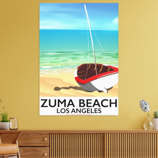 Zuma Beach LA Rail poster Canvas Afdruk (Insitu (Woonkamer))