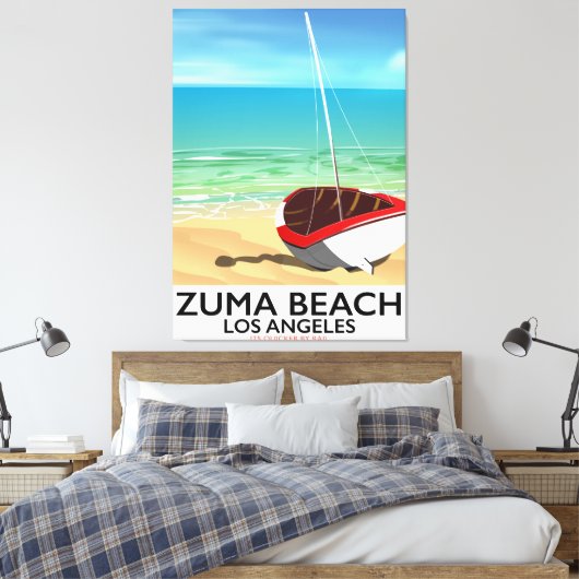 Zuma Beach LA Rail poster Canvas Afdruk (Insitu (Slaapkamer))