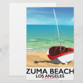 Zuma Beach LA Rail strandposter Briefpapier (Voorkant / Achterkant)