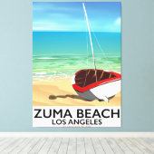 Zuma Beach LA Rail strandposter Canvas Afdruk (Insitu (Houten vloer))