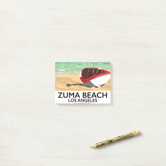 Zuma Beach LA Rail strandposter Post-it® Notes (Op bureau)