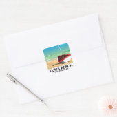 Zuma Beach LA Rail strandposter Vierkante Sticker (Envelop)