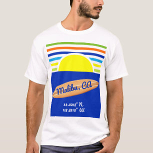 Zuma Beach Malibu Ca Zomerstrepen Surfboard T-shirt