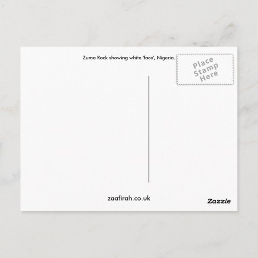 Zuma Rock, Nigeria Briefkaart (Achterkant)