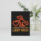 Zumindest mein Hund liebt mich Spruch Orange Gelb Briefkaart (Staand voorkant)