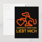 Zumindest mein Hund liebt mich Spruch Orange Gelb Briefkaart (Voorkant / Achterkant)