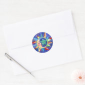 ZUN, MOON EN STARS VAN SHARON SHARPE RONDE STICKER (Envelop)