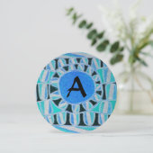 ZUN SOLAR ENERGY MONOGRAM Aqua Blue Abstract Kaart (Staand voorkant)