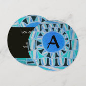 ZUN SOLAR ENERGY MONOGRAM Aqua Blue Abstract Kaart (Voorkant / Achterkant)