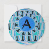 ZUN SOLAR ENERGY MONOGRAM Aqua Blue Abstract Kaart (Voorkant)